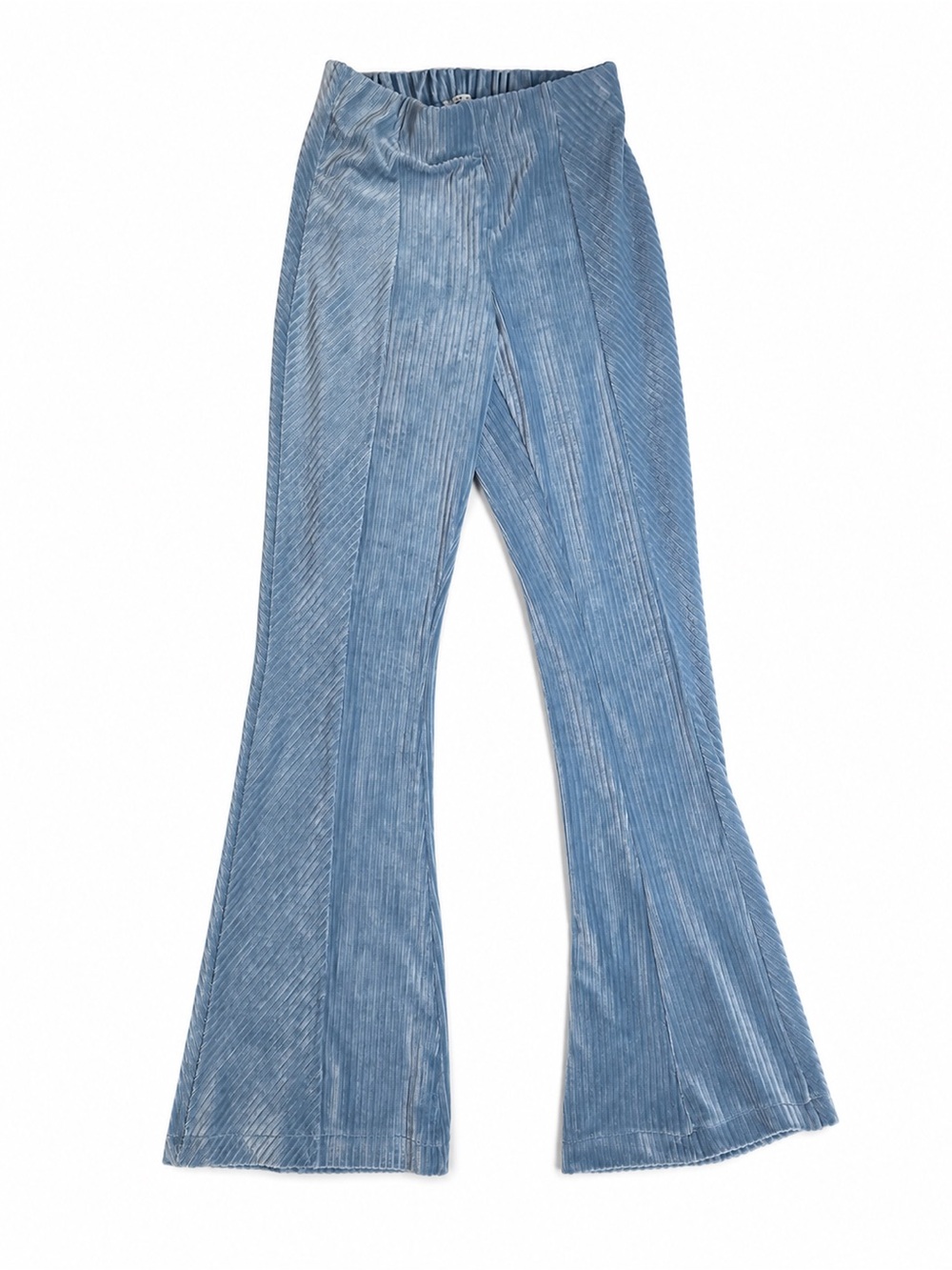 Light Blue Ribbed Velvet Flare Pants